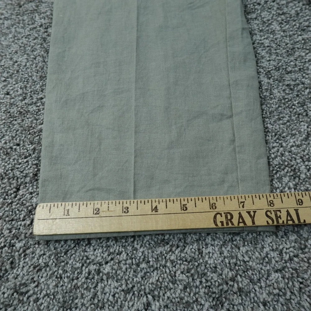 H&M Pants Womens L Green Linen Chambray Elastic Waist Chino Trouser Stretch
